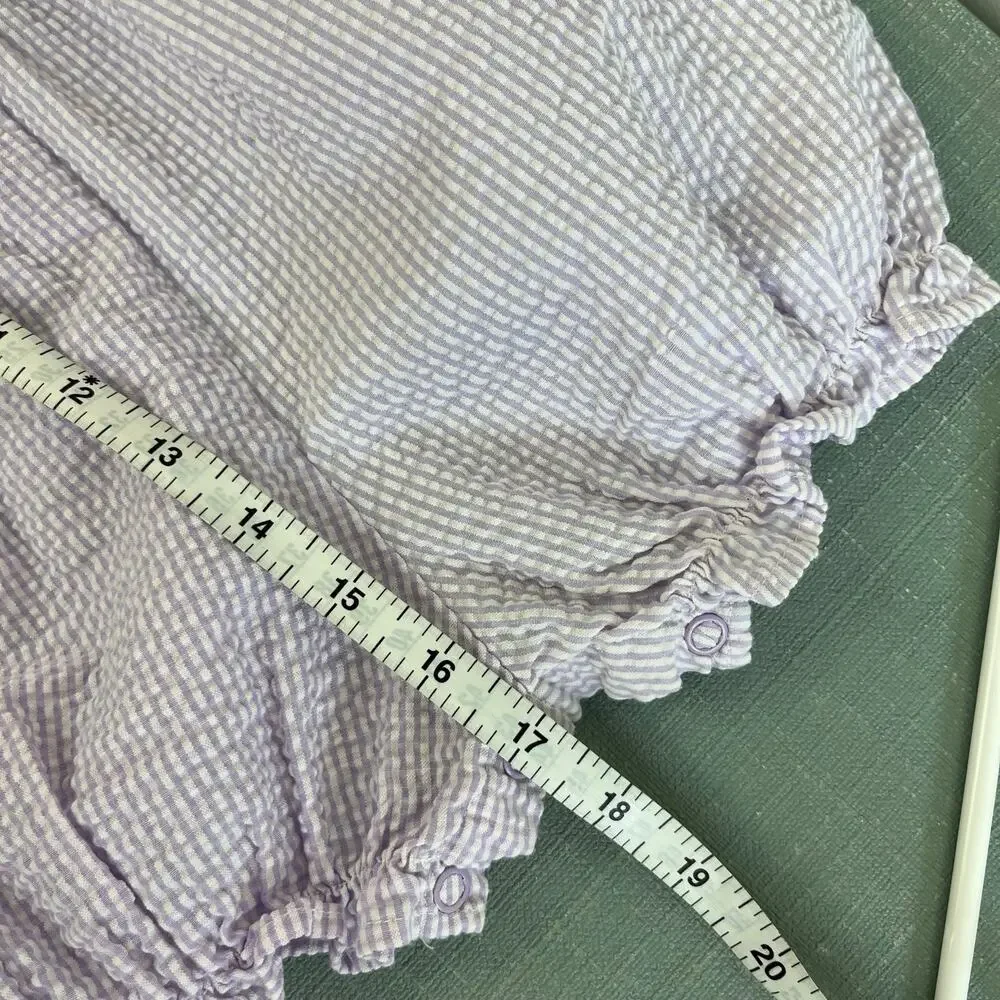 Vintage Y2K Carter's Purple Seersucker Stripe Flower Romper 18 Months
